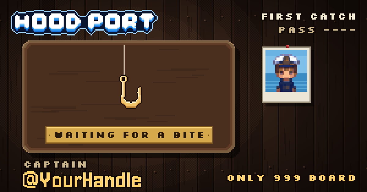 An empty trophy plaque with a hook, waiting for your first catch